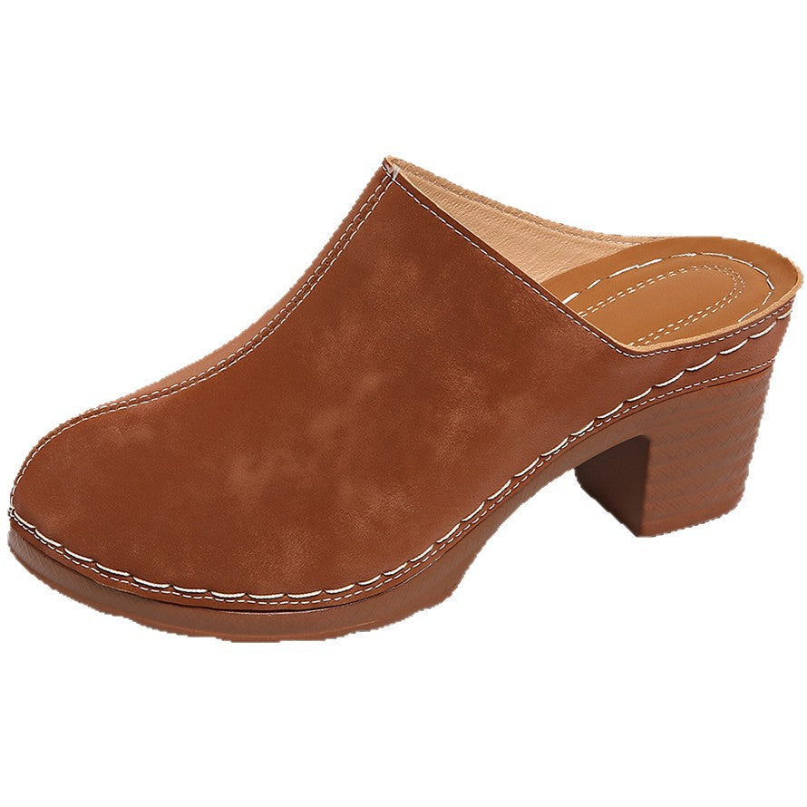 Damen Elegante Clogs aus hochwertigem Wildleder mit komfortablem Blockabsatz Drune