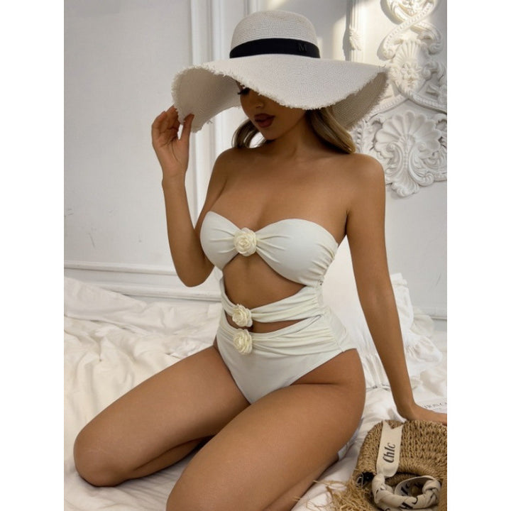 Damen Cut-Out Einteiler Badeanzug mit floralem Detail Drune