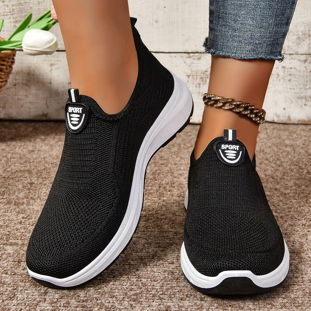 Damen nan gestrickter Slip-On Komfort-Walking-Sneaker mit sockenähnlichem Einstieg und dämpfender Memory-Komfortsohle Drune