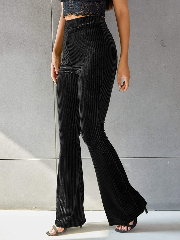 Damen Bootcut-Hose mit Rippstruktur und hohem Bund Drune