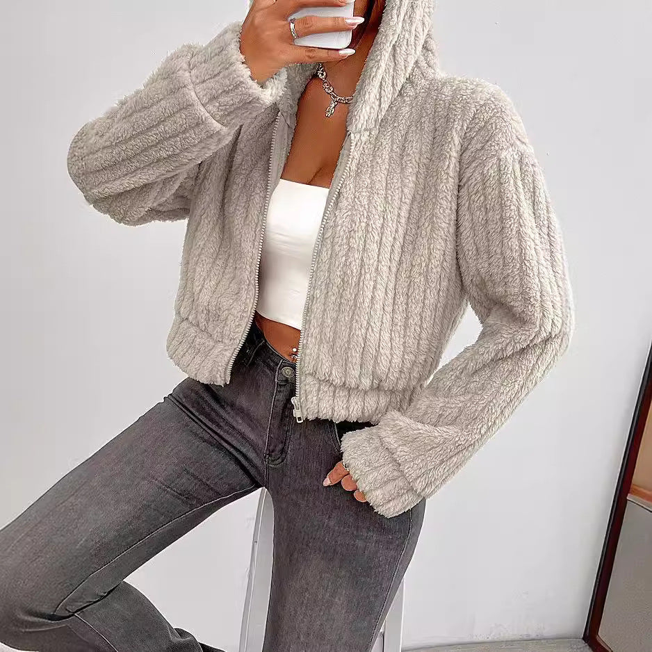Damen Rotationsjacke aus kuscheligen Fleece mit Hohem Kragen Drune