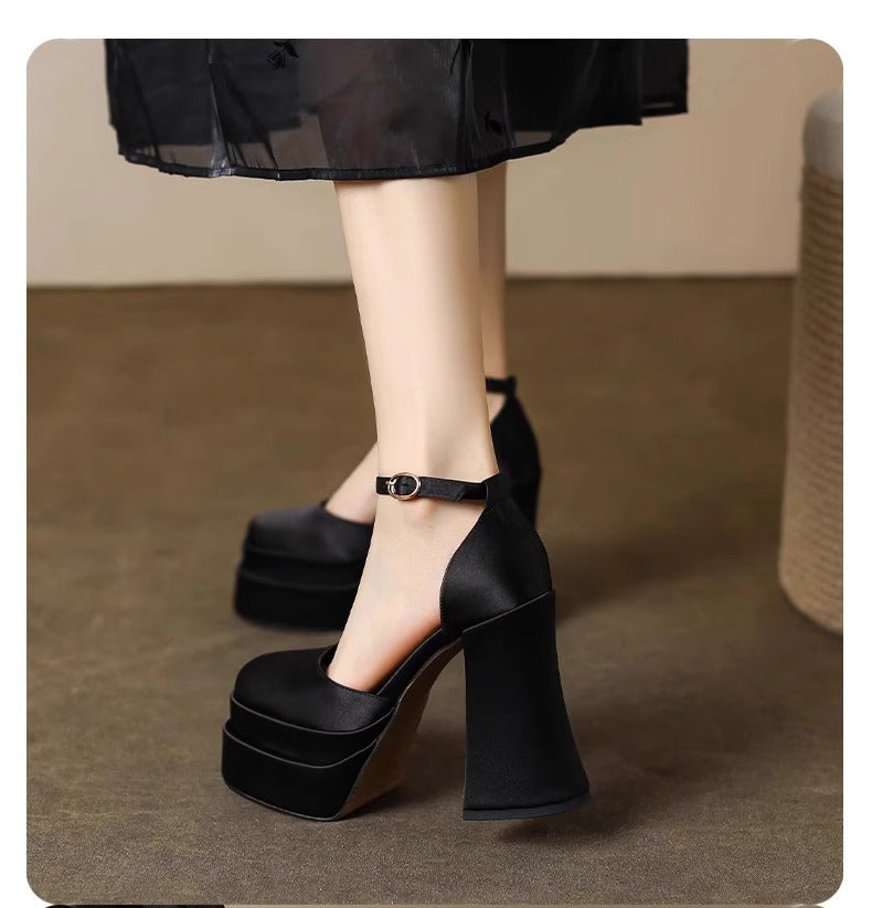 Damen Plateau-High-Heels mit schickem Riemen Drune