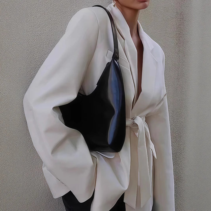 Damen Elegante Blazerjacke mit Gürtel und Taschen Drune
