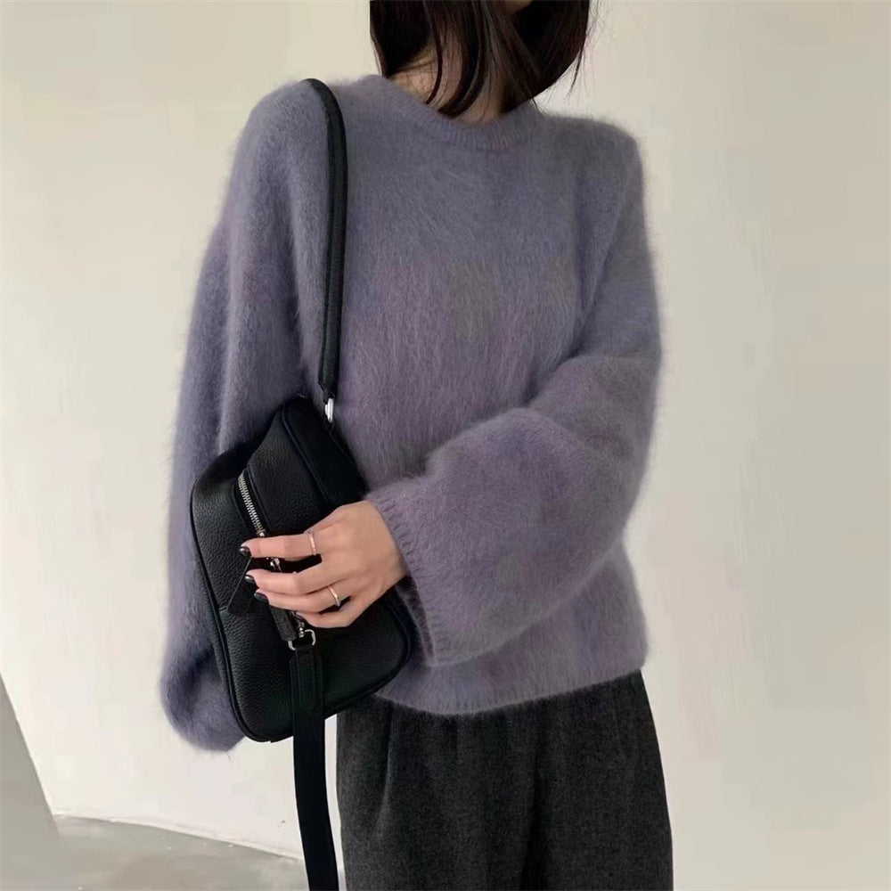 Damen Flauschiger Pullover mit oversized Schnitt aus Mohair-Wolle Drune
