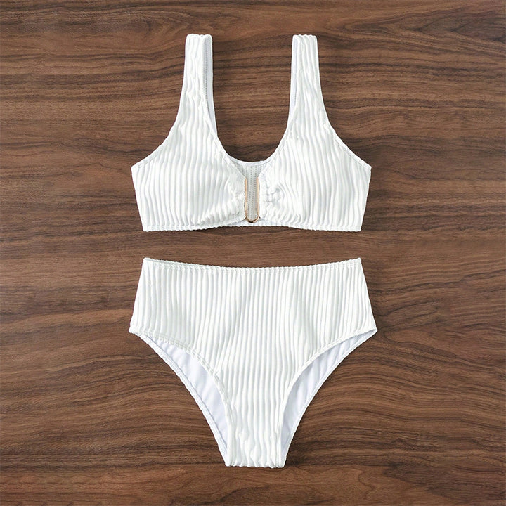 Damen Hochtailliertes Bikini-Set mit strukturiertem Oberteil Drune