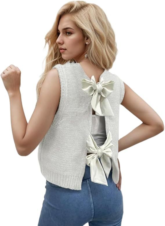 Damen Strickjacke mit dekorativem Rückendesign und Schleifendetails Drune