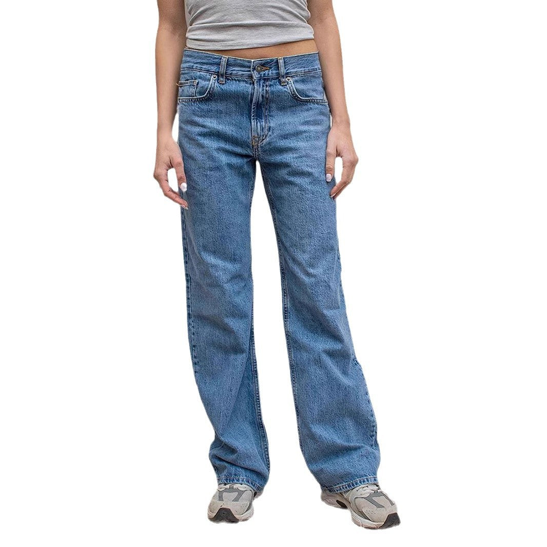 Damen weite Jeans mit lässigem Schnitt und ausgefranstem Saum Drune