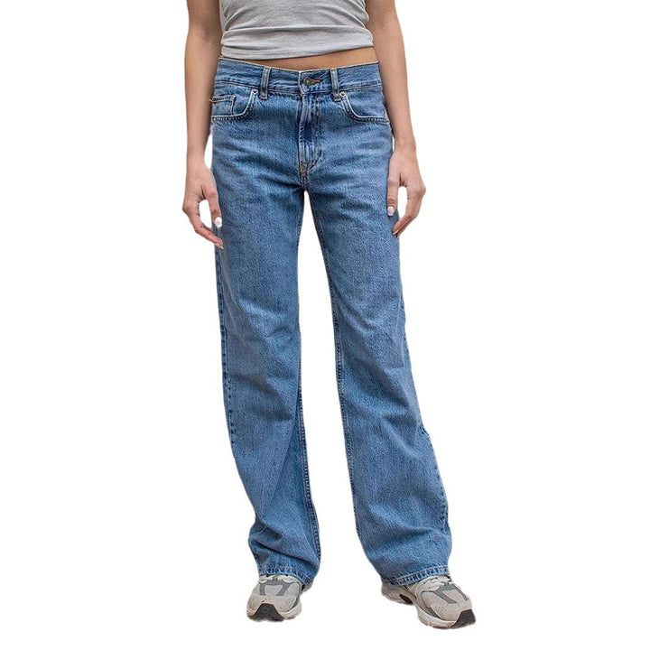 Damen weite Jeans mit lässigem Schnitt und ausgefranstem Saum Drune