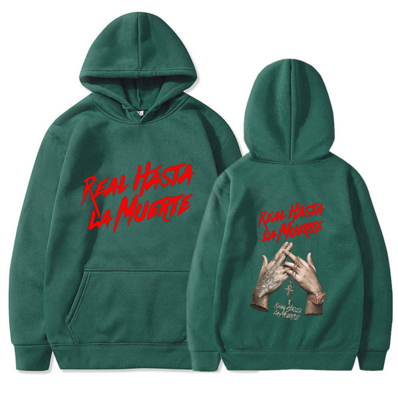 Damen Kapuzensweater mit auffälligem Schriftzug in urbanem Stil Drune