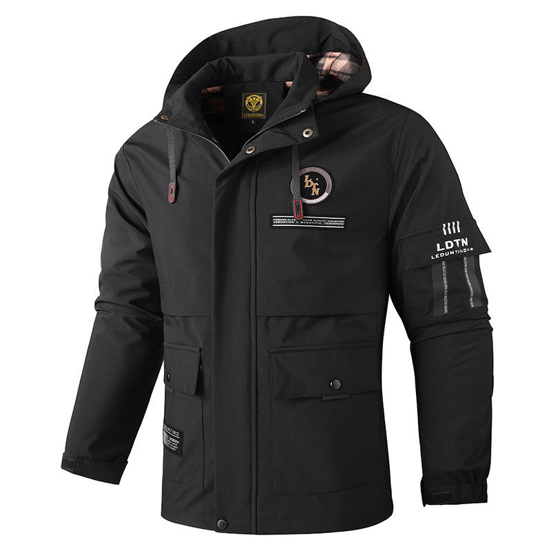 Herren nan urbaner Softshell-Parka mit Kapuze, verdecktem Zweiwege-Reißverschluss und Ärmeltasche Drune