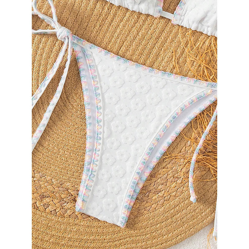 Damen Triangel-Bikini mit zierlichen Blüten-Details Drune