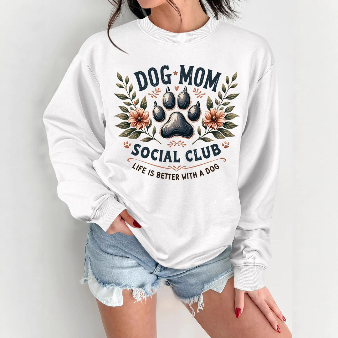 Damen Sweatshirt mit trendigem Hundemotiv und aufgepepptem Aufdruck Drune