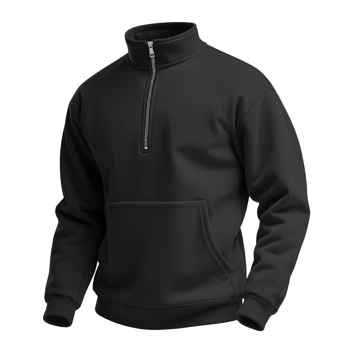 Herren nan Zip-Hoodie mit halbem Reißverschluss Stehkragen und Kängurutasche Drune