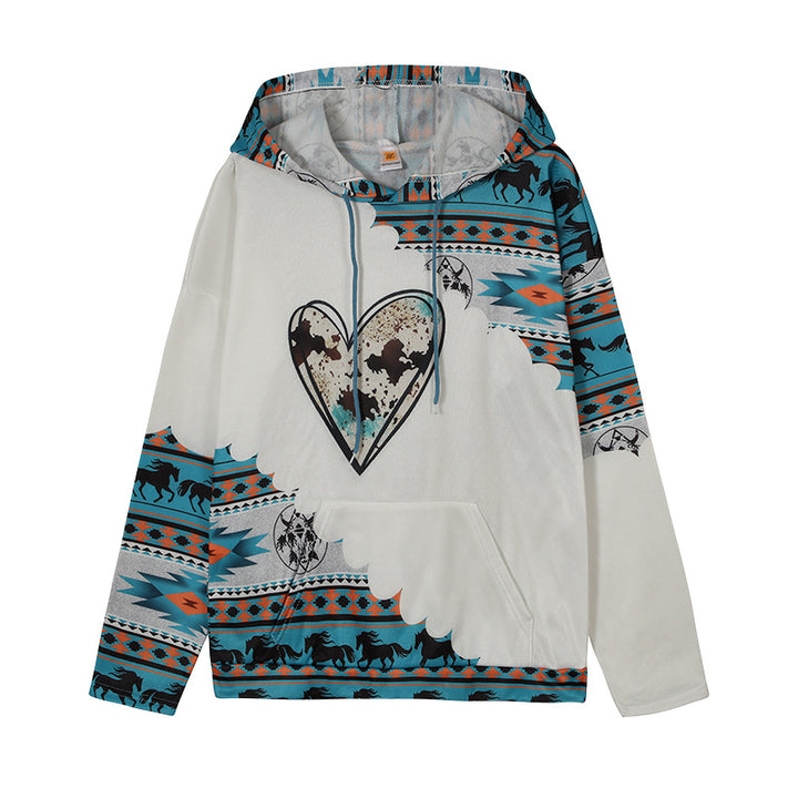 Damen Kapuzenpullover mit innovativem Tribal-Design und bequemer Passform Drune