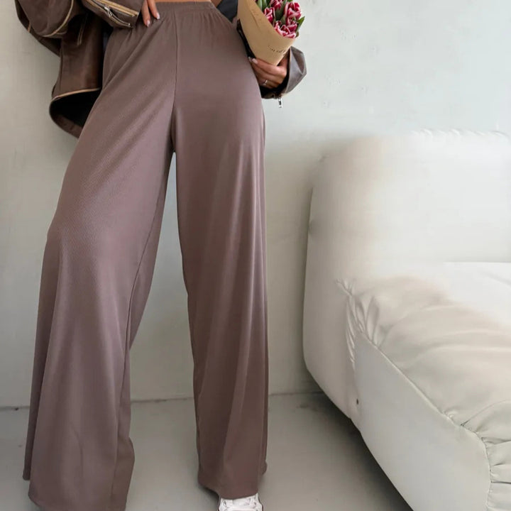 Damen Elegantes und lässiges Set aus cropped Top und weiten Hosen Drune