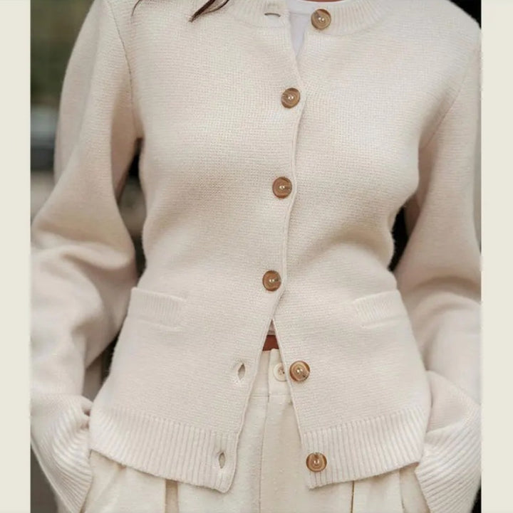 Damen Elegante Strickjacke mit weitem Schnitt und Knopfdetails Drune