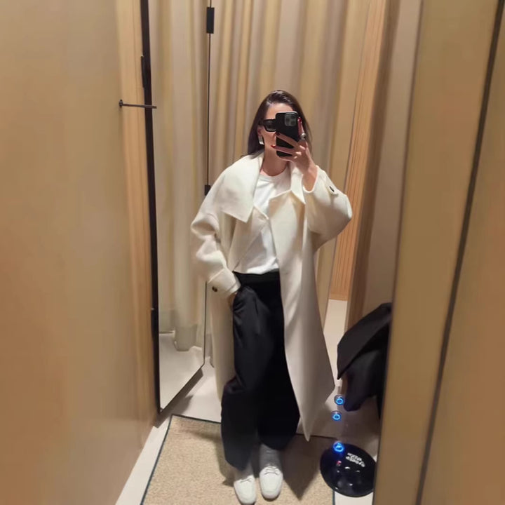 Damen Modischer Oversized-Mantel mit hohem Kragen Drune