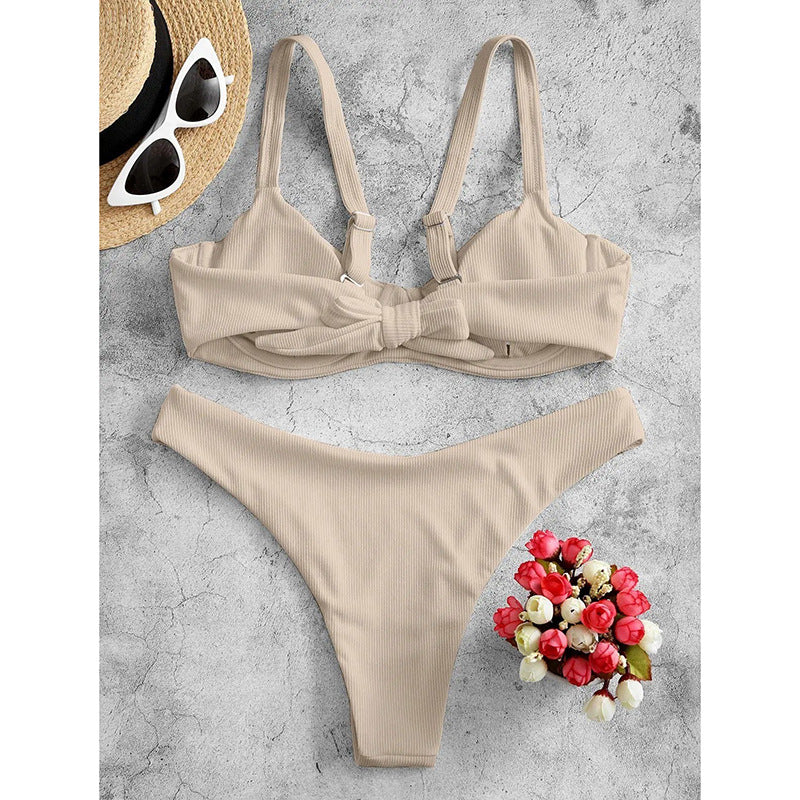 Damen Triangel-Bikini mit schickem Rippdesign und verstellbaren Trägern Drune