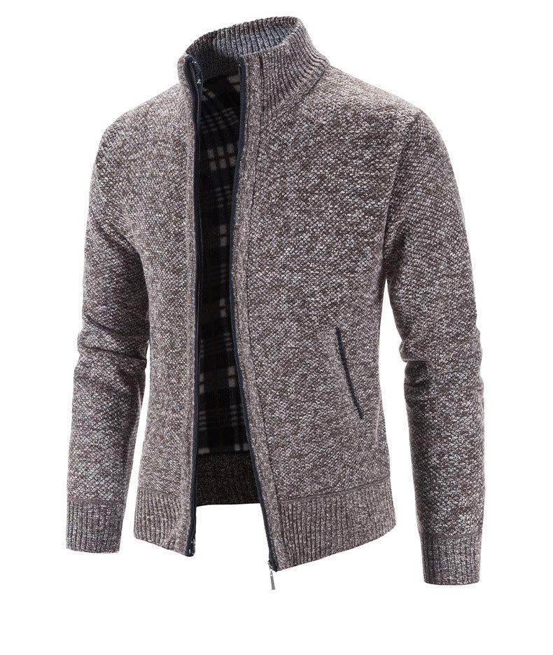 Herren Strickjacke mit strukturiertem Muster und hohem Stehkragen Drune
