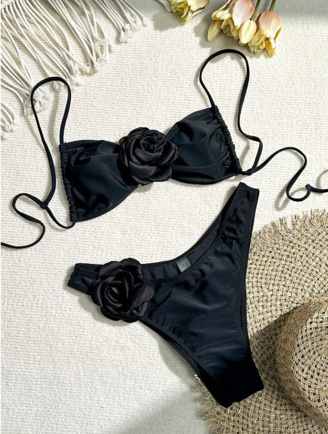 Damen Bikini mit dekorativen Blumenakzenten und modischem Schnitt Drune