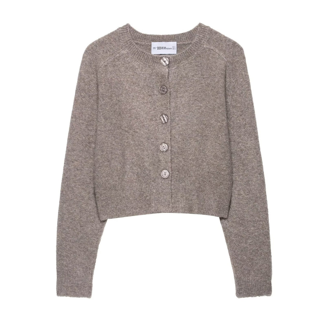 Damen cropped Strickjacke mit feinen Knöpfen und eleganter Passform Drune