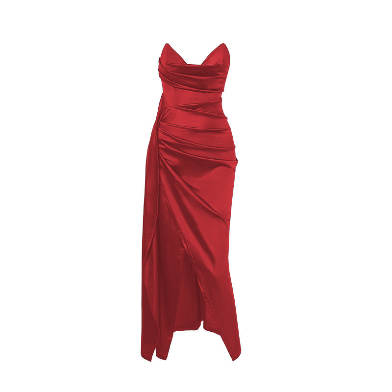 Damen figurbetontes Abendkleid mit asymmetrischem Saum und elegantem Schnitt Drune