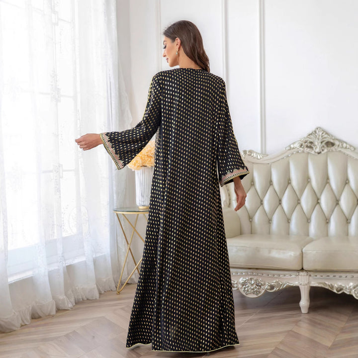 Damen Maxi-Kleid im eleganten Kaftan-Stil mit filigranen Verzierungen Drune