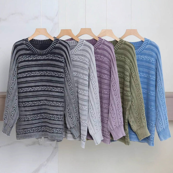 Damen Strickpullover mit strukturiertem Zopf-Design und modernem Schnitt Drune