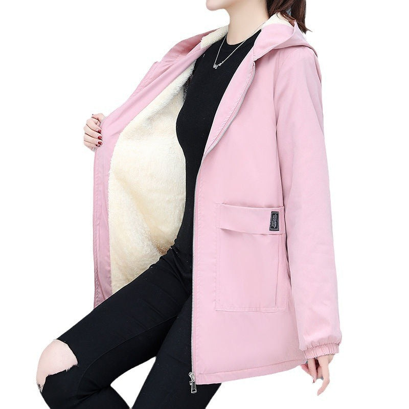 Damen Übergangsjacke mit fleecegefütterter Kapuze und praktischen Taschen Drune