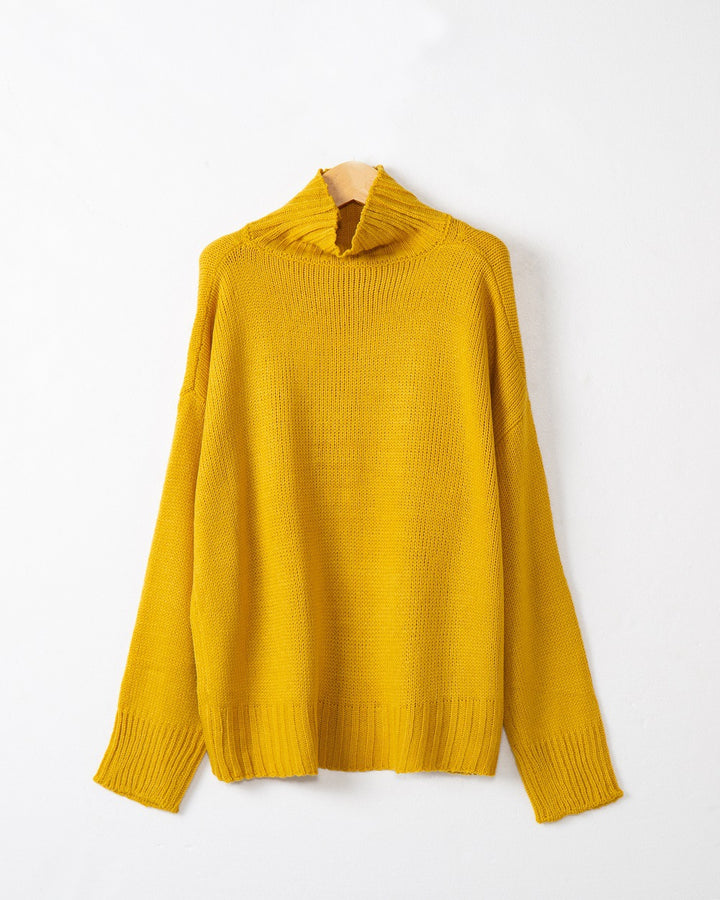 Damen hochgeschlossener Strickpullover mit strukturiertem Design Drune