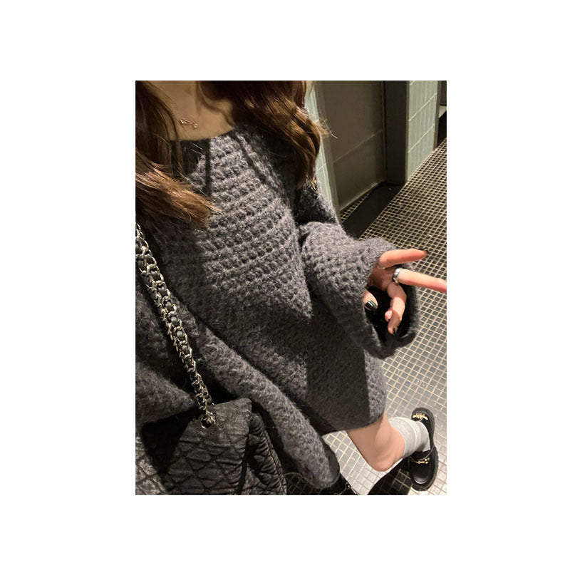 Damen Grobstrickpullover mit weitem Schnitt und lässigem Stil Drune