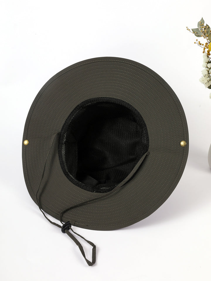 Damen Sonnenhut mit breiter Krempe und integriertem Nackenband Drune