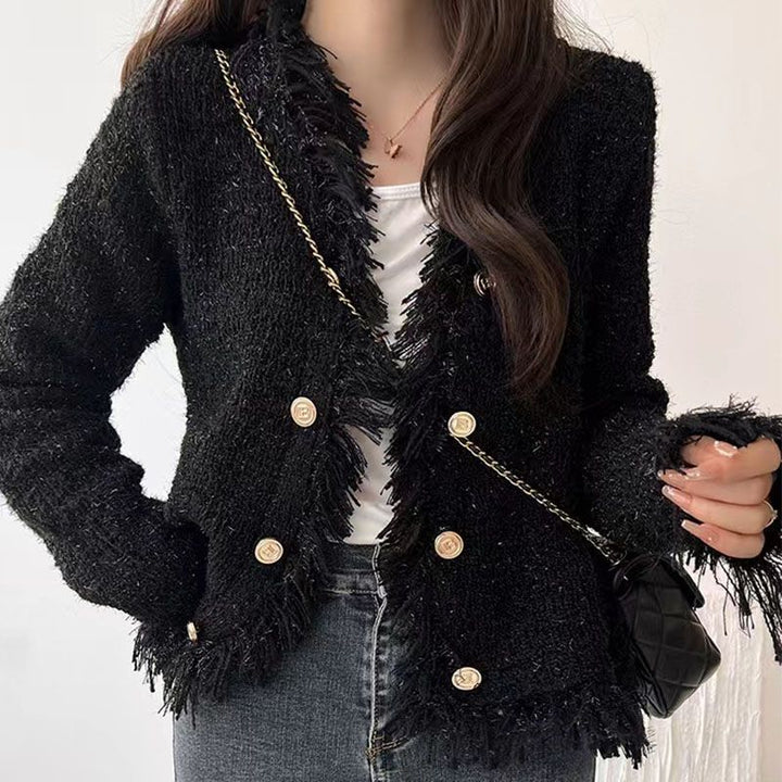 Damen Strickjacke mit Fransen Drune
