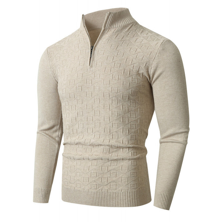Herren Strickpullover mit modernem Zopfmuster und Halbreißverschluss Drune