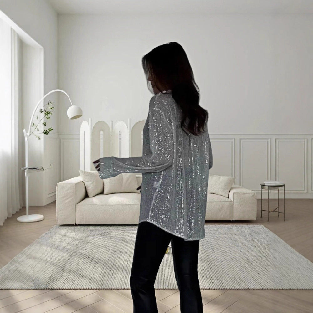 Damen Glitzerndes Oversized-Hemd mit Pailletten Drune