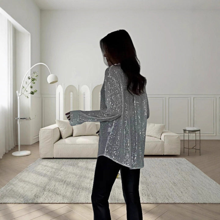 Damen Glitzerndes Oversized-Hemd mit Pailletten Drune