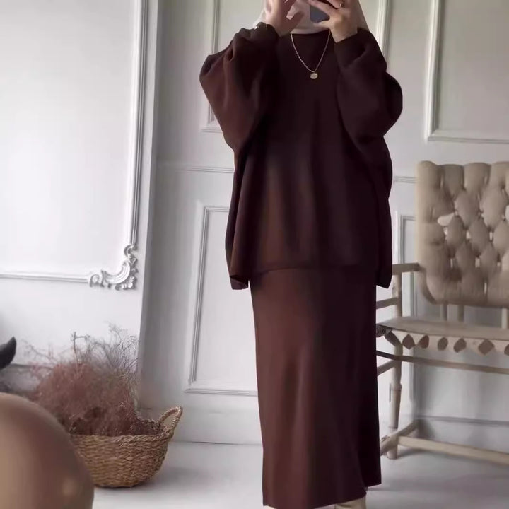 Damen elegantes Two-Piece Set mit asymmetrischem Schnitt und voluminösen Ärmeln Drune