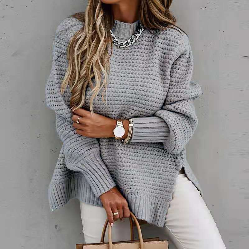 Damen Grobstrickpullover mit lässigem Schnitt und hohem Kragen Drune