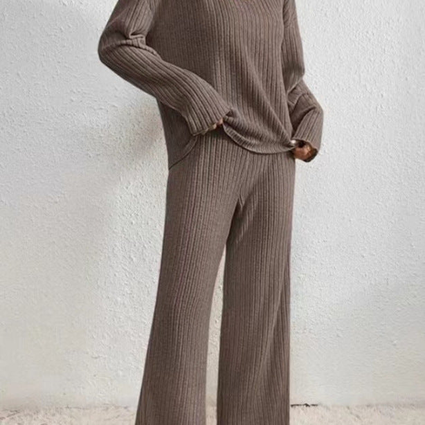 Damen Lässiges Strickoberteil und Hosen Set Drune