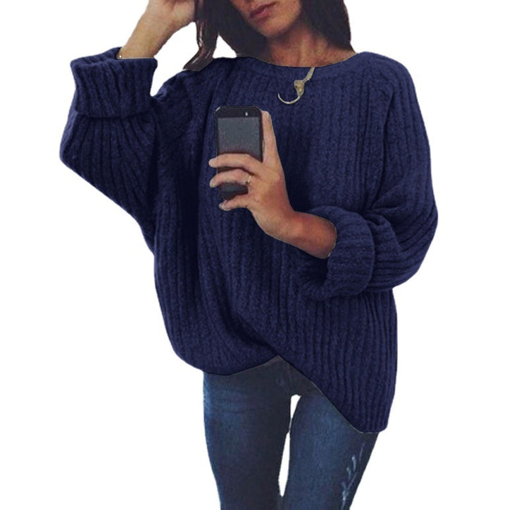 Damen Grobstrickpullover mit lässiger Passform und breiten Ärmeln Drune