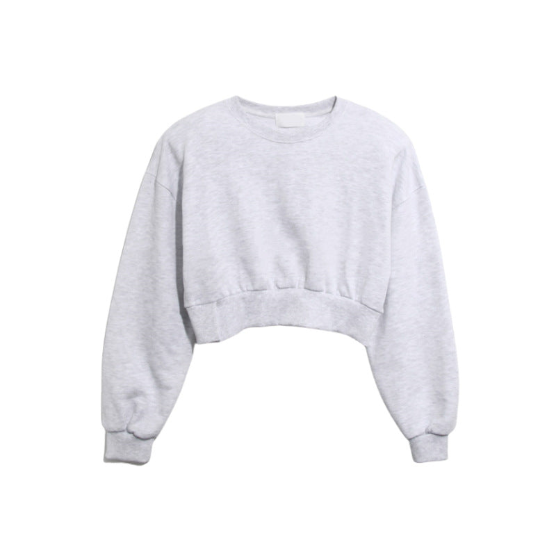 Damen lässiger cropped Pullover mit weiten Ärmeln Drune