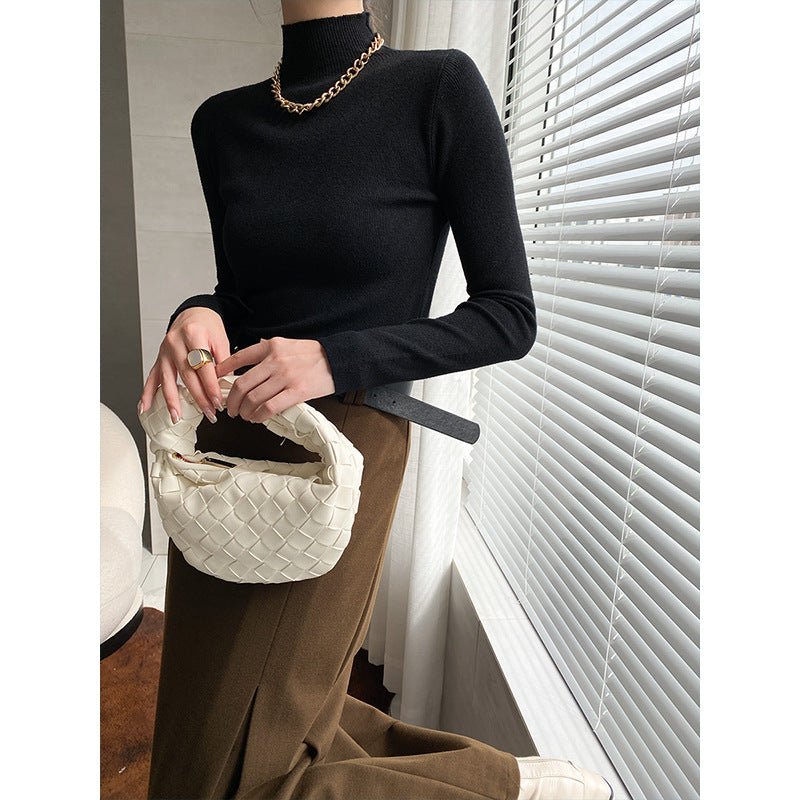 Damen Feinstrickoberteil mit hohem Kragen Drune