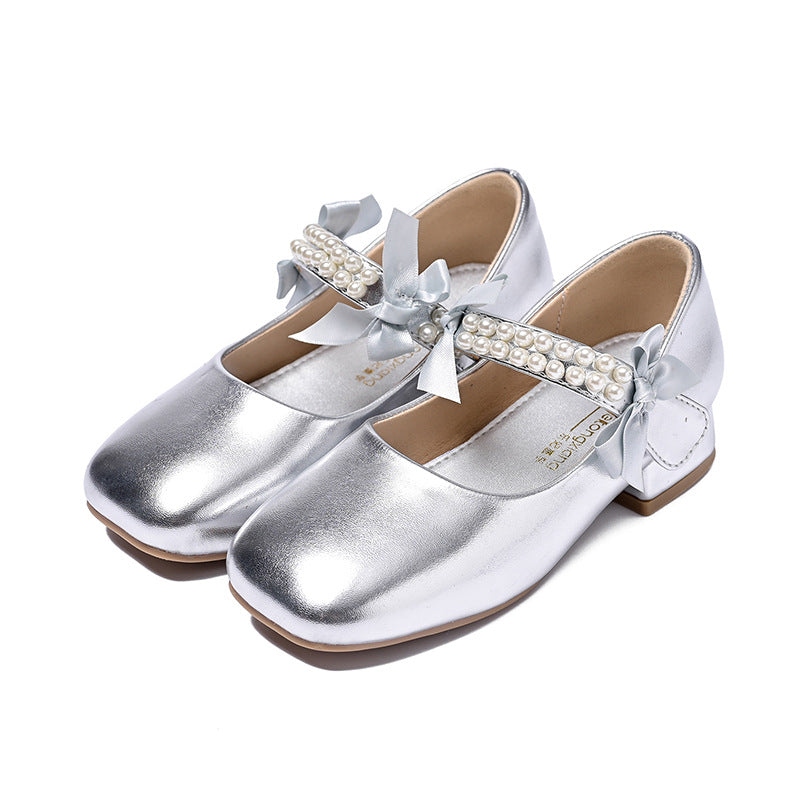 Mädchen Ballerina-Schuhe mit dekorativen Perlen- und Schleifenakzenten Drune