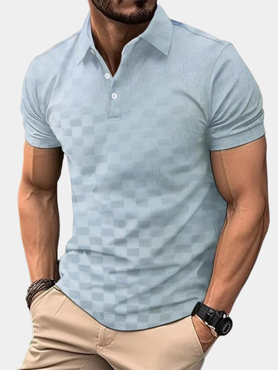 Drune | Slim Fit Karo Poloshirt Für Herren