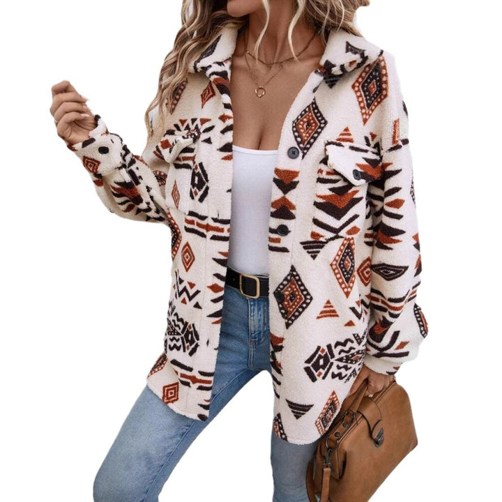 Damen Plüschjacke im tribal inspirierten Design Drune