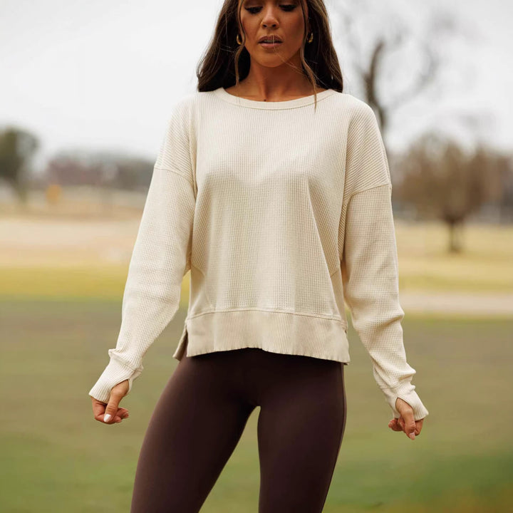 Damen lässiger Ripp-Strickpullover Drune