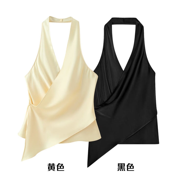 Damen Wickeloberteil aus fließendem Satin mit elegantem Rückenausschnitt Drune