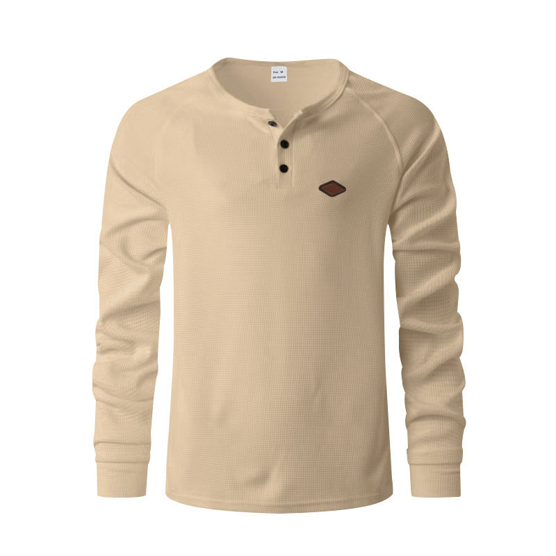 Herren Langarm-Henley-Shirt aus atmungsaktivem Baumwollmix mit strukturiertem Design Drune