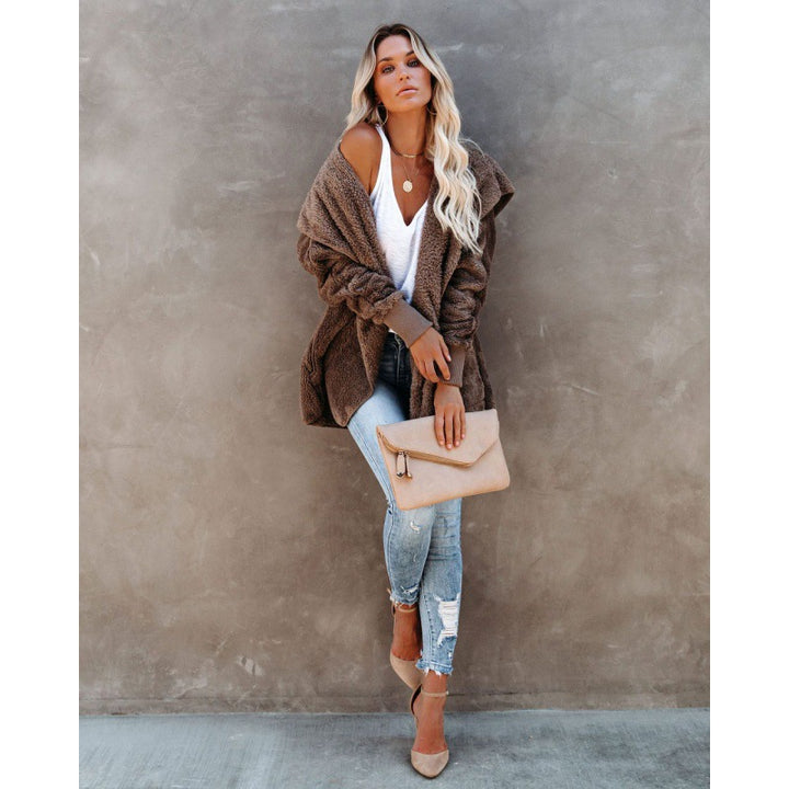 Damen Kuschelige Kapuzenjacke aus weichem Material Drune