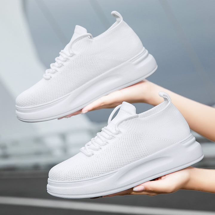 Damen nan elastischer Strick-Slip-on Sneaker mit viskoelastischer Fußbett-Einlage und dämpfender Plateau-Laufsohle Drune